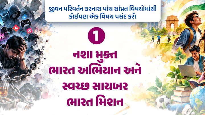 વિષય ૧: નશા મુક્ત ભારત અભિયાન અને સ્વચ્છ સાયબર ભારત મિશન – વિષયનું ચિત્ર